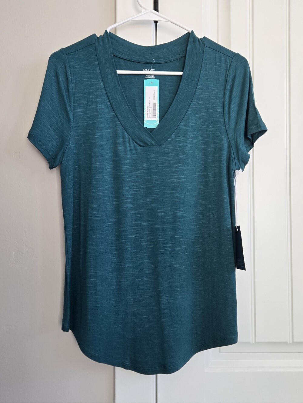 Market & Spruce Teal V-Neck Short Sleeve Tee